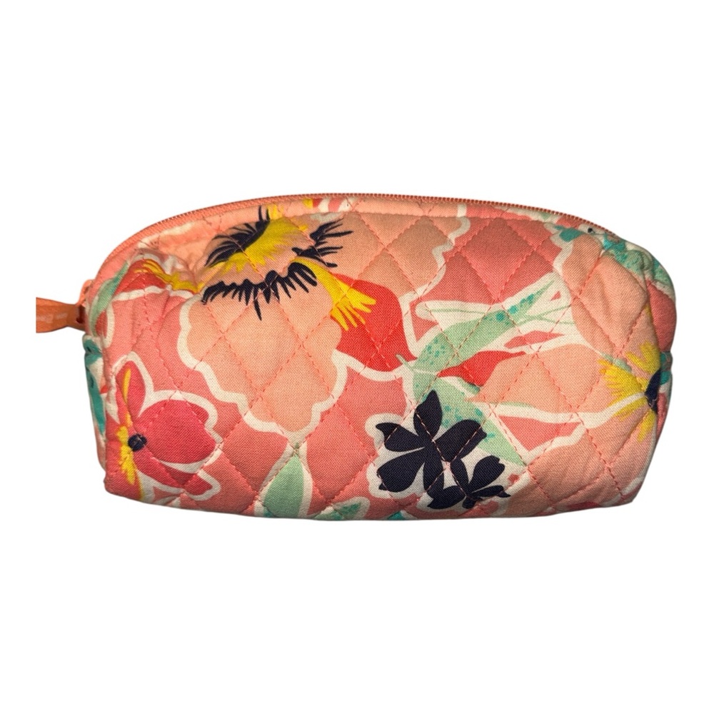 Vera Bradley Retired Quilted Floral Zip Cosmetic Makeup Bag Pink Multicolor EUC